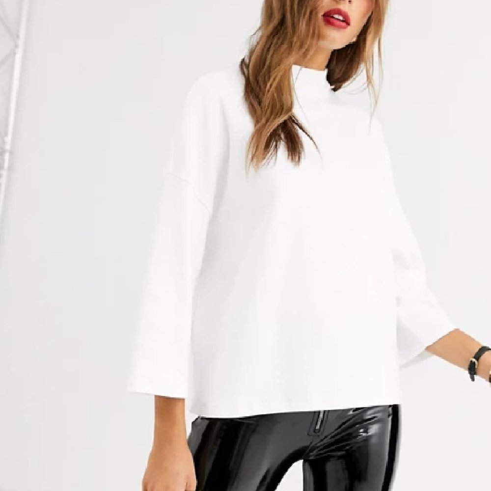 ASOS White Boxy Mock Neck Top